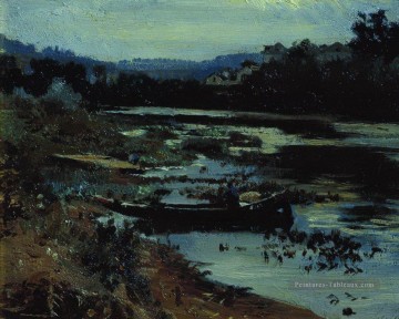  1875 - paysage avec Bateau 1875 Ilya Repin
